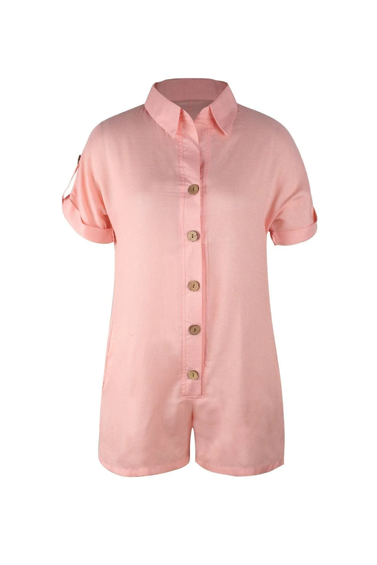 Streetwear Short Sleeve Shirt Romper - Red