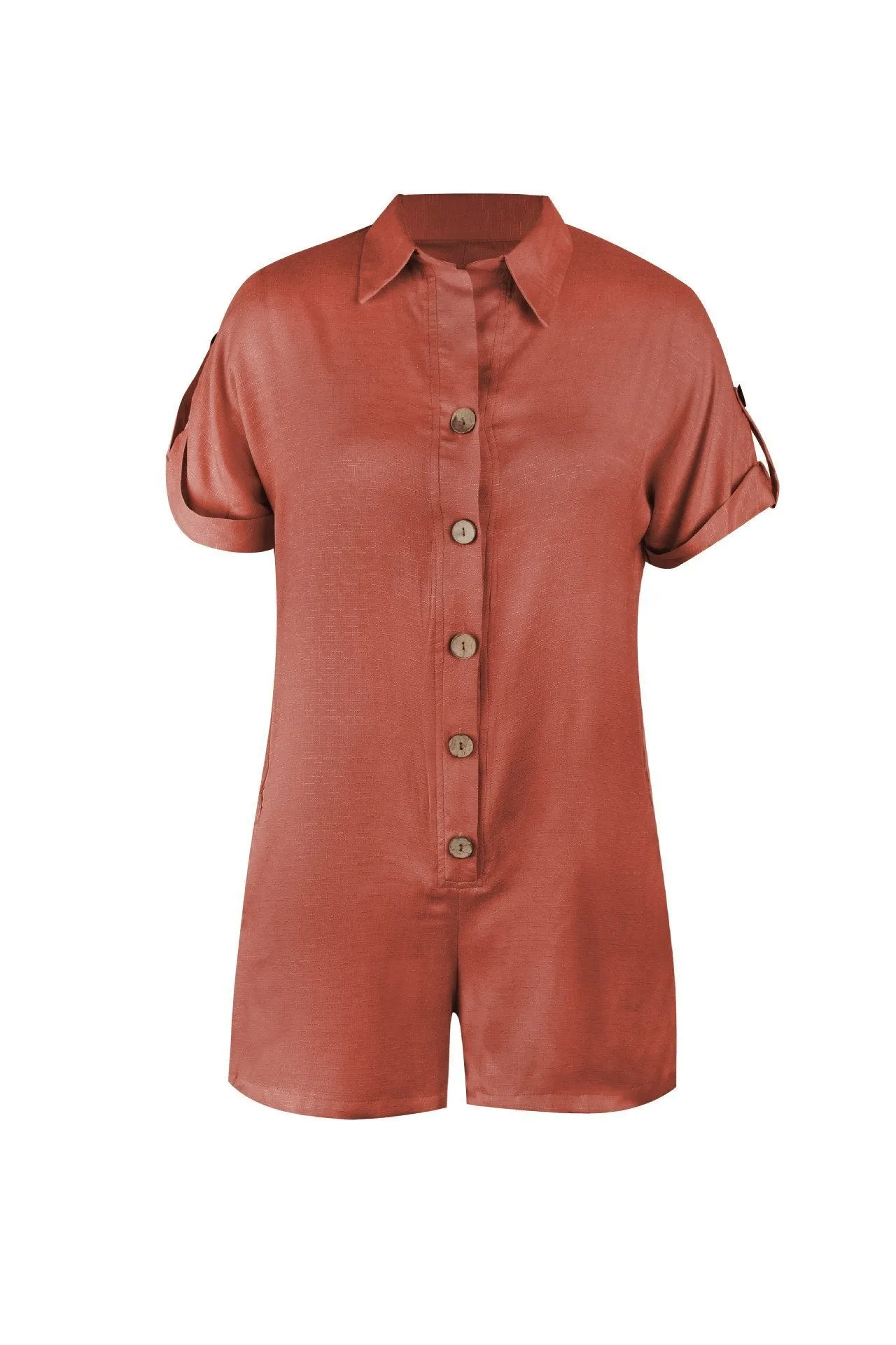 Streetwear Short Sleeve Shirt Romper - Red