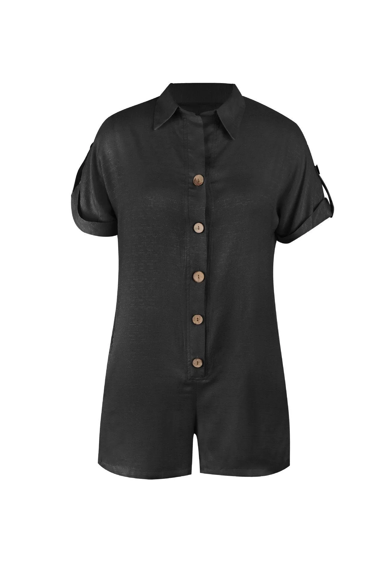 Streetwear Short Sleeve Shirt Romper - Red