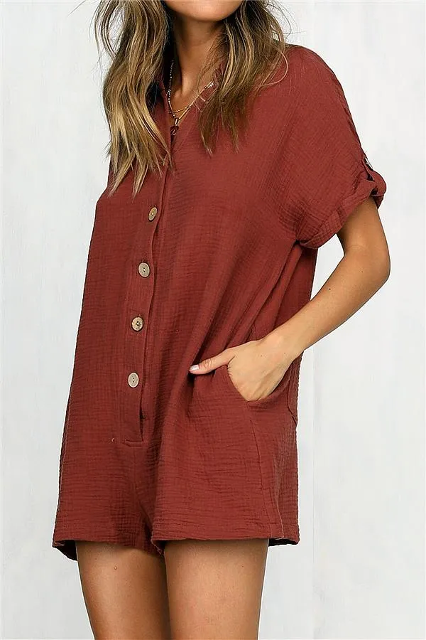 Streetwear Short Sleeve Shirt Romper