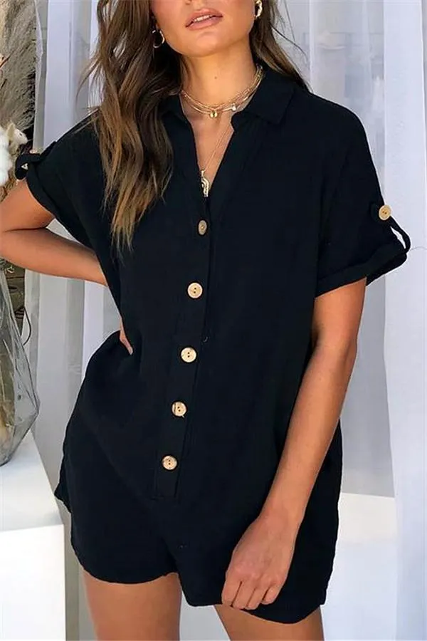 Streetwear Short Sleeve Shirt Romper