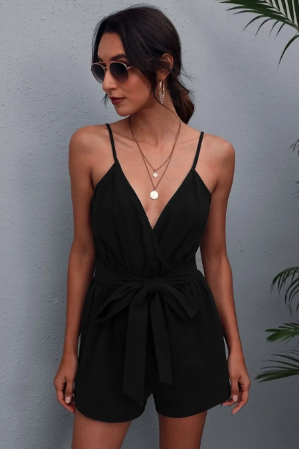 Surplice Neck Belted Romper