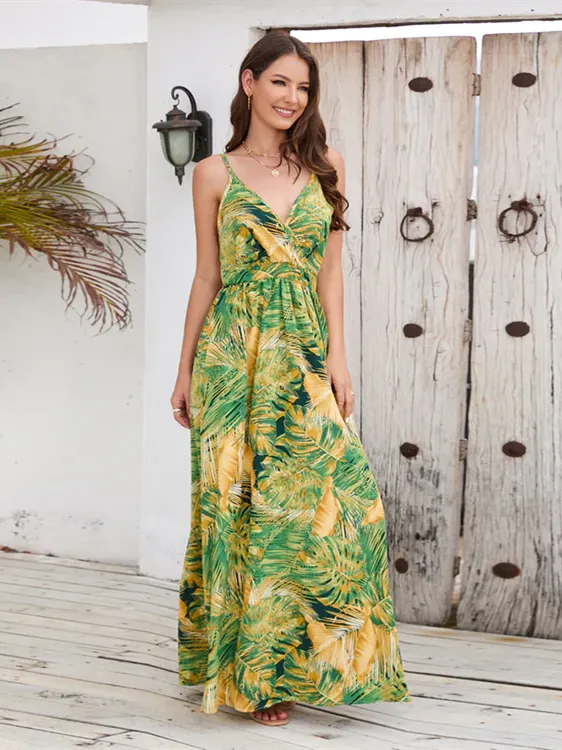 TastyHottie - Breeze Floral Print Spaghetti Strap Maxi Dress