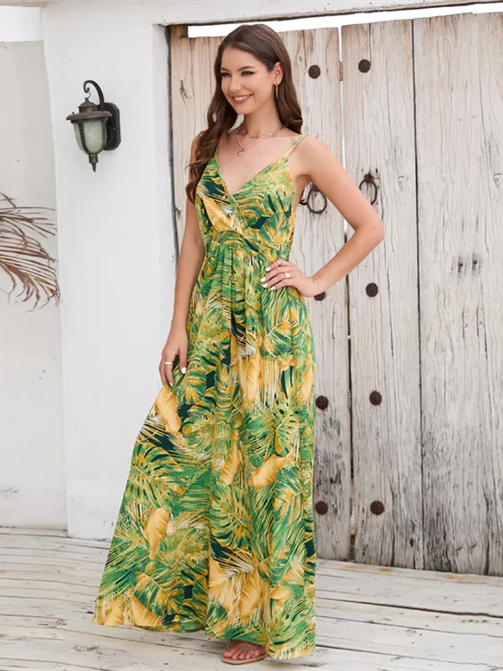 TastyHottie - Breeze Floral Print Spaghetti Strap Maxi Dress