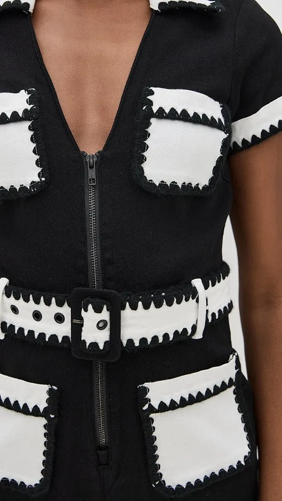 Tempe Romper -Black/White Denim