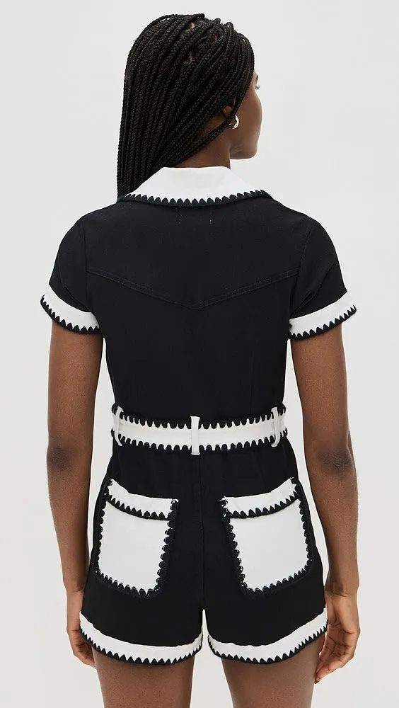 Tempe Romper -Black/White Denim
