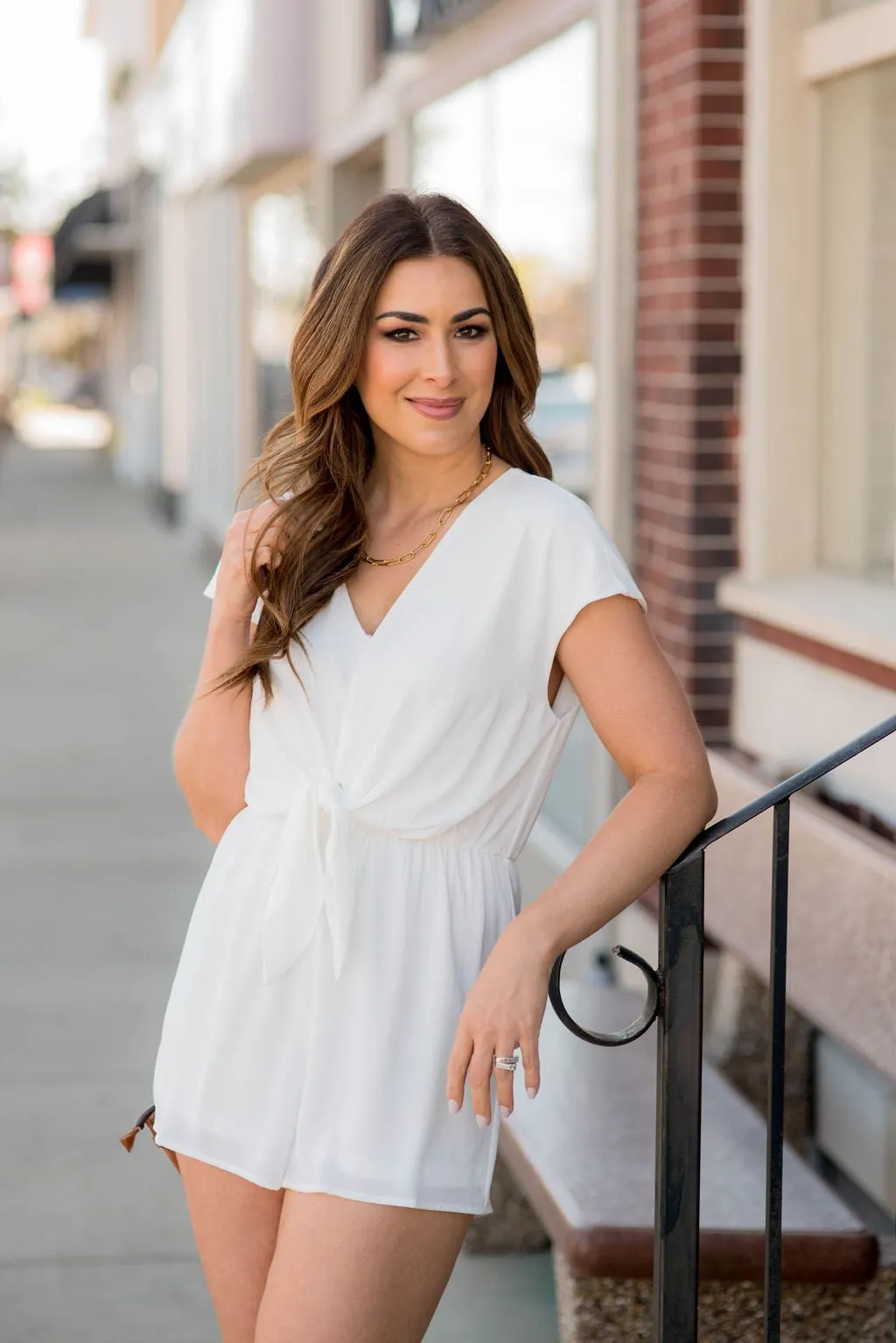 Tie Front Open Back Romper