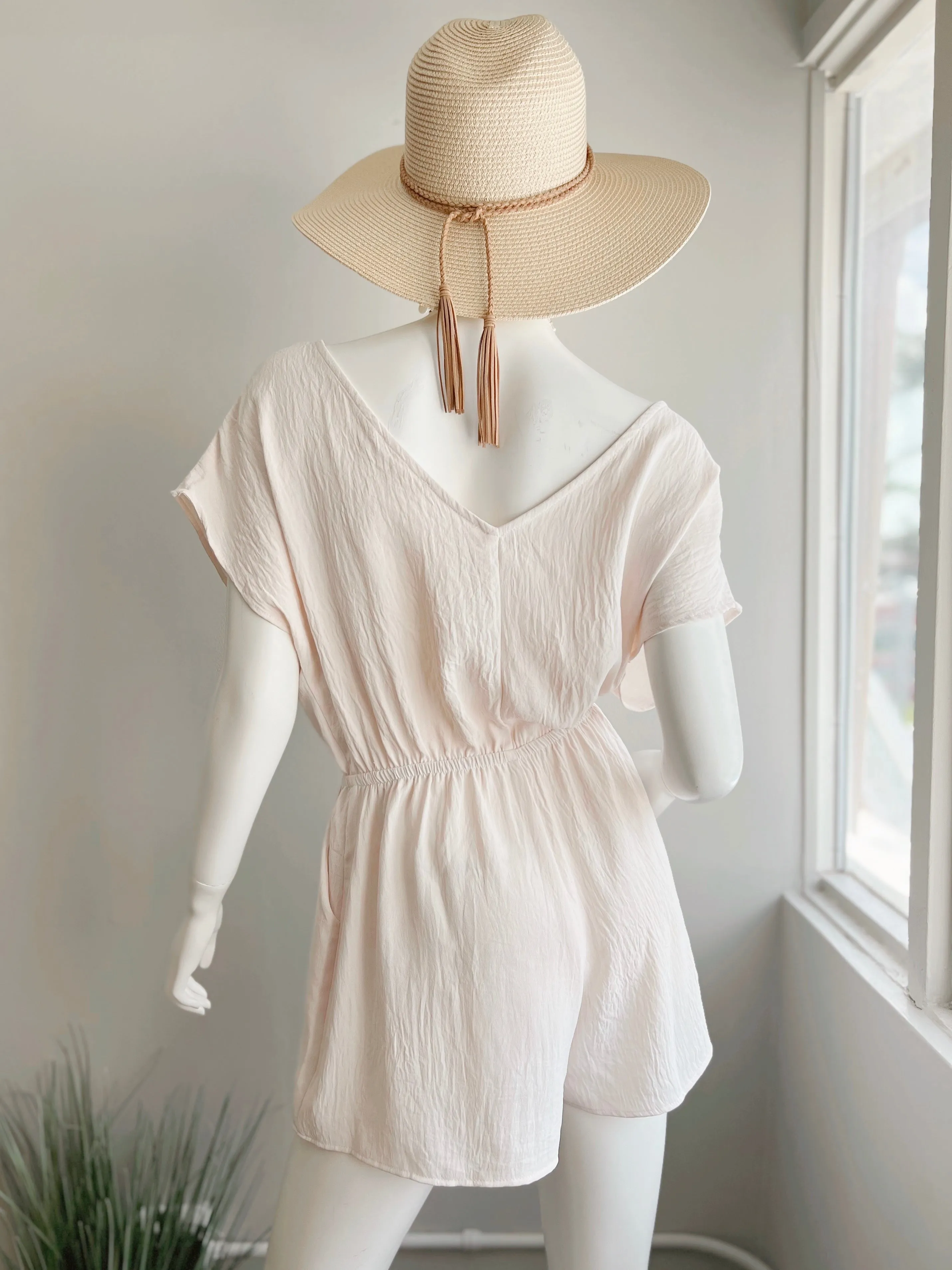 Tie Front Romper (CREAM & LT.BLUE RESTOCK)