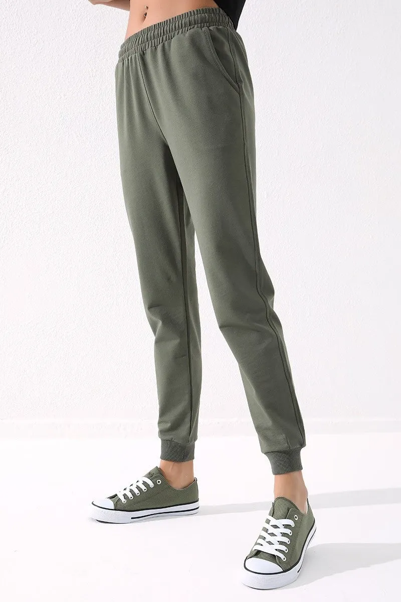 TMY Haki High Waist Jogger Comfort Fit Cuffed Women's Sweatpants - 94561 - St. George