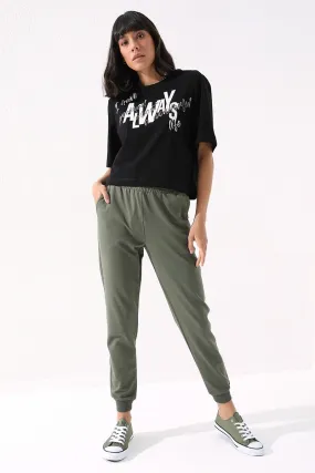 TMY Haki High Waist Jogger Comfort Fit Cuffed Women's Sweatpants - 94561 - St. George