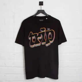 Trippy Front Print - Tshirt - Black