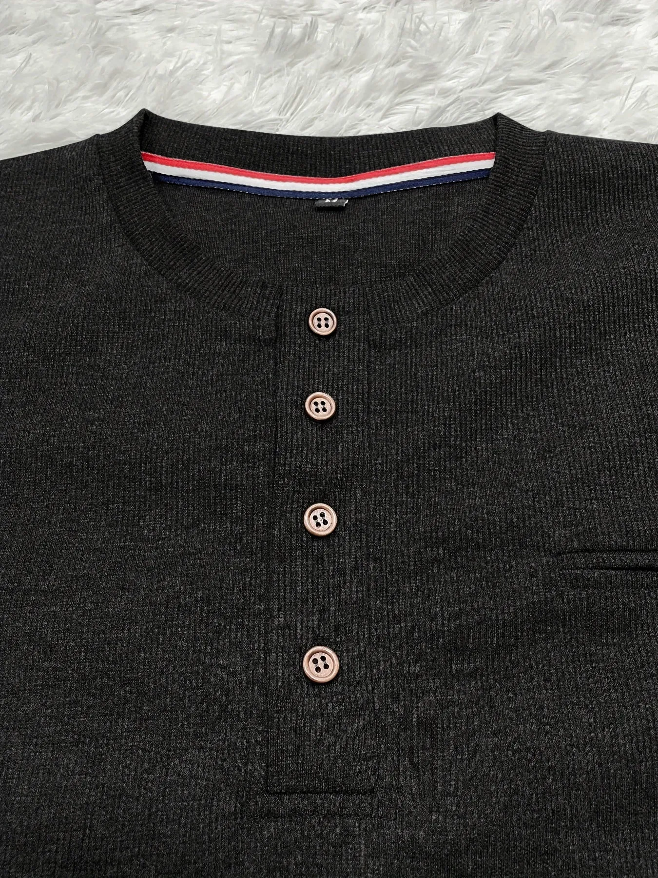 Truigra - Heren Lange Mouw Henley Shirt met Gestreepte Afwerking en Borstzak