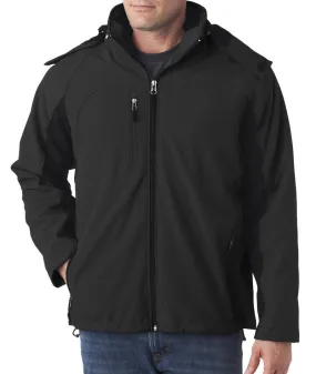 ultraclub adult color block 3-in-1 systems hooded soft shell jacket - ebony/black (m)