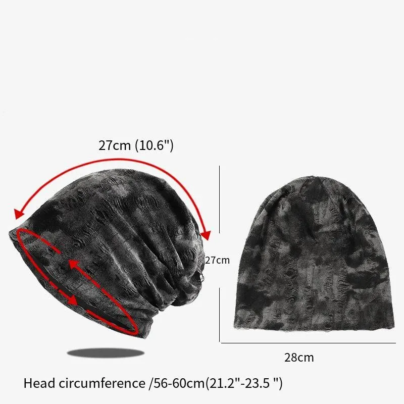 Unisex Spring & Autumn Baotou Hat – Casual Solid Color Skullie, Thin Hole Knit Piled Hat for Men & Women, Personality Style