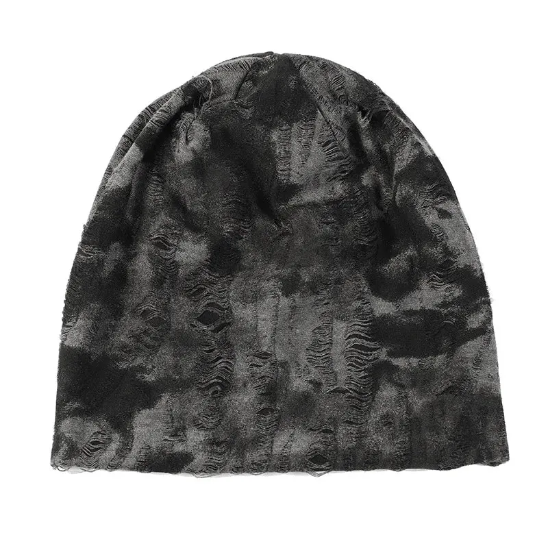Unisex Spring & Autumn Baotou Hat – Casual Solid Color Skullie, Thin Hole Knit Piled Hat for Men & Women, Personality Style