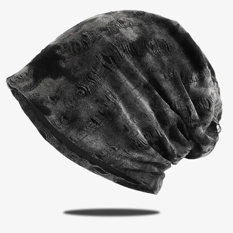 Unisex Spring & Autumn Baotou Hat – Casual Solid Color Skullie, Thin Hole Knit Piled Hat for Men & Women, Personality Style