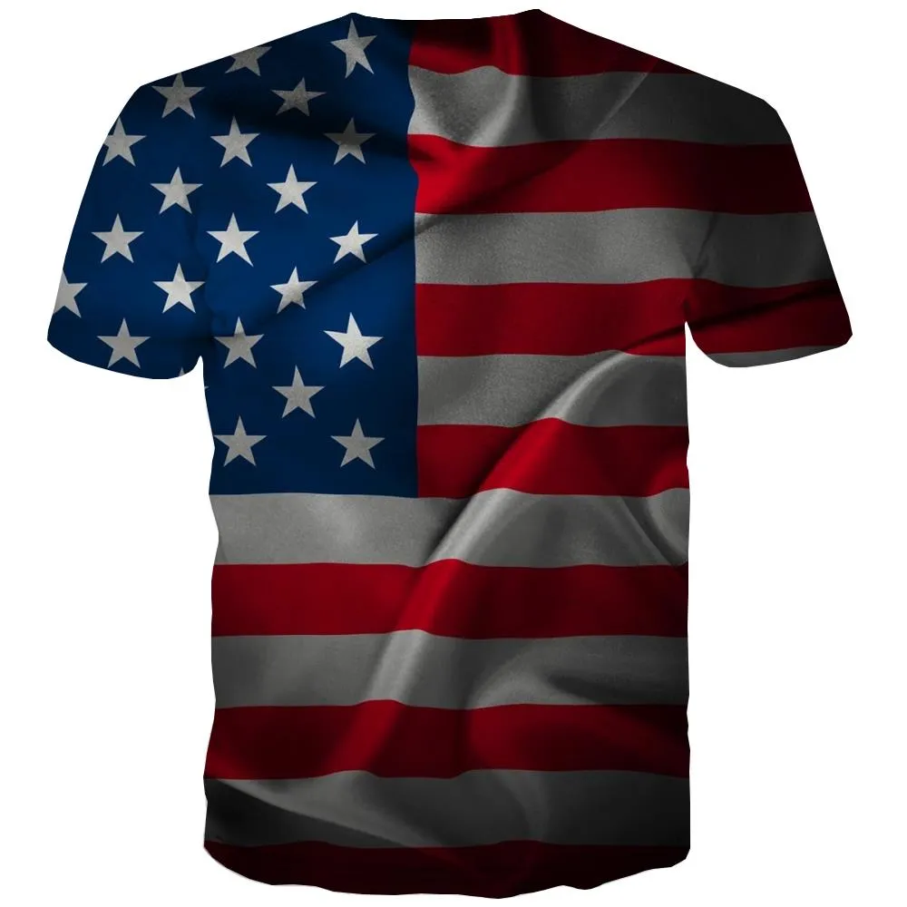 USA T-shirt Men Flag T-shirts 3d Statue Tshirt Printed Country T shirts Funny