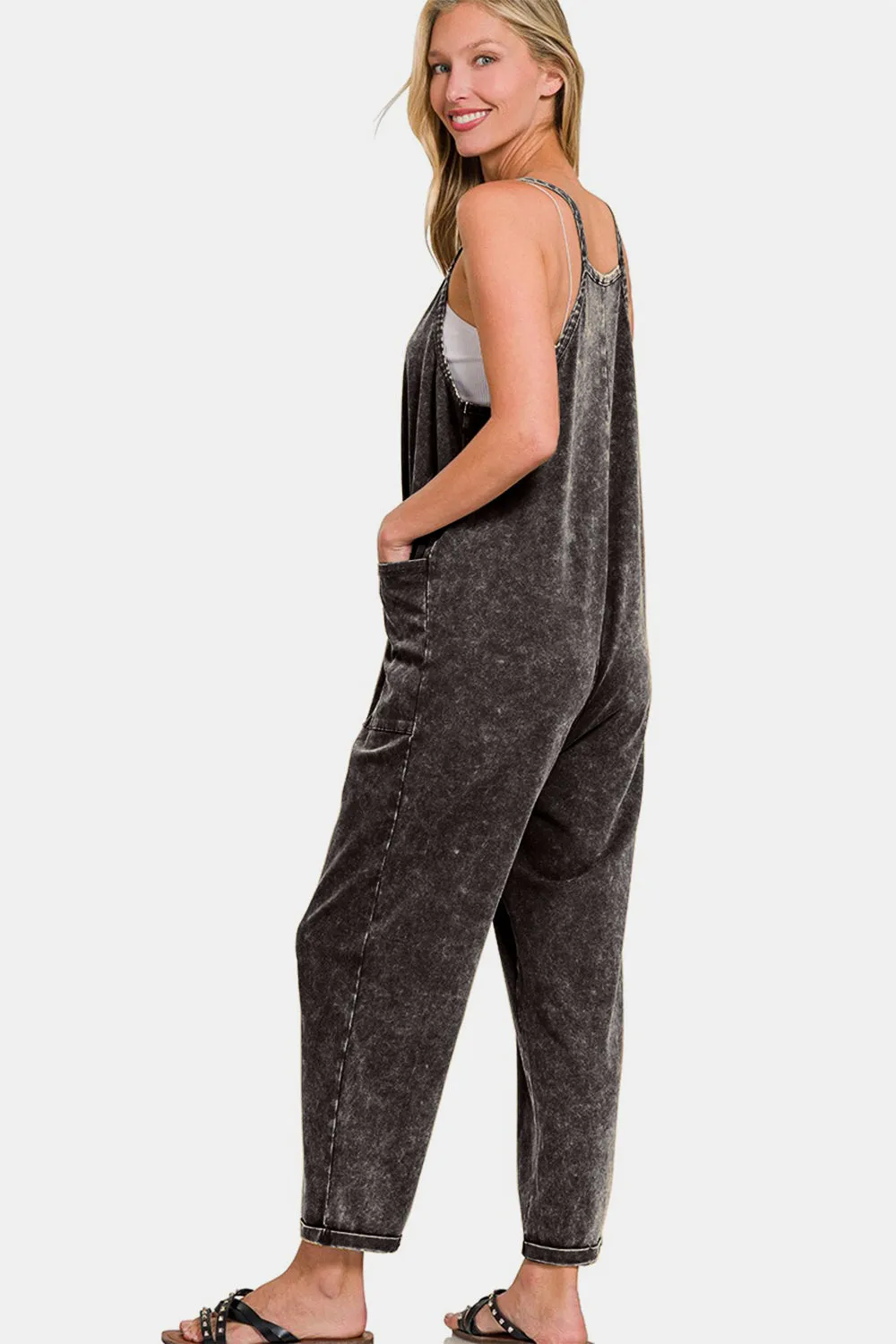 Washed Out Jumpsuit in Ash Black