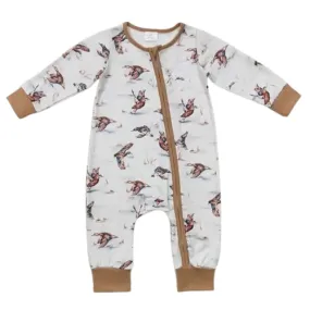 Western Flying Ducks Long Sleeve Zip Romper - Baby