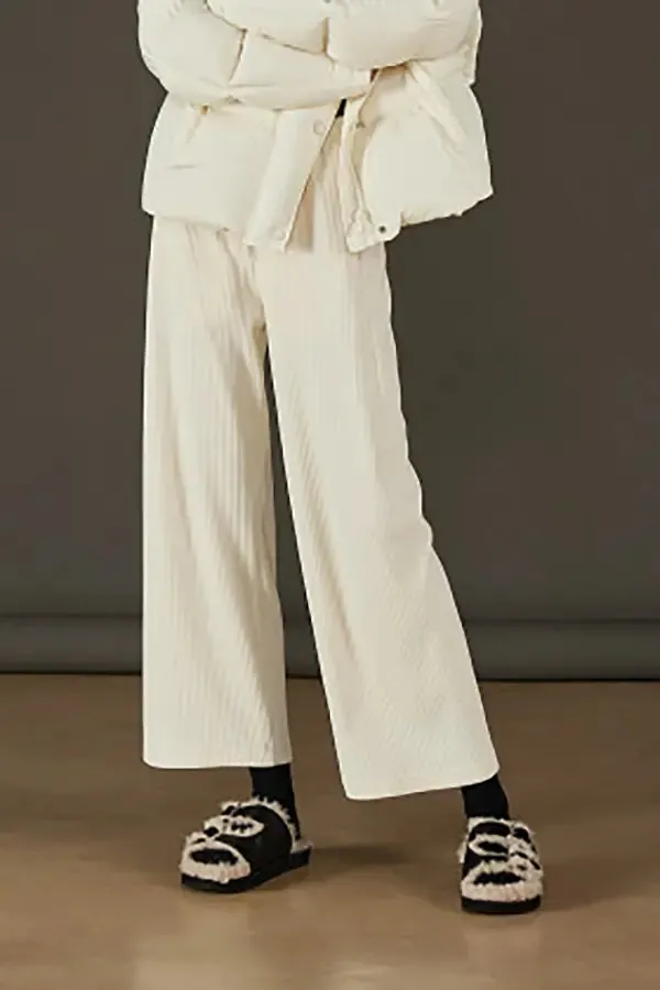 Wide-leg Cropped Pull-on Corduroy Pants