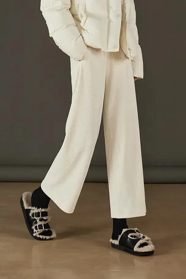 Wide-leg Cropped Pull-on Corduroy Pants