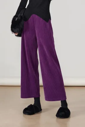 Wide-leg Cropped Pull-on Corduroy Pants
