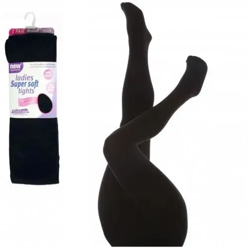 Women's Winter Warm Thermal Tights Black (5 Pairs) - Size Large