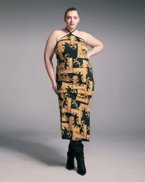 Xandra Halter Neck Maxi Dress | Black/Gold