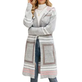 YESFASHION Fall/Winter Coats Check Knit Cardigan Jacket