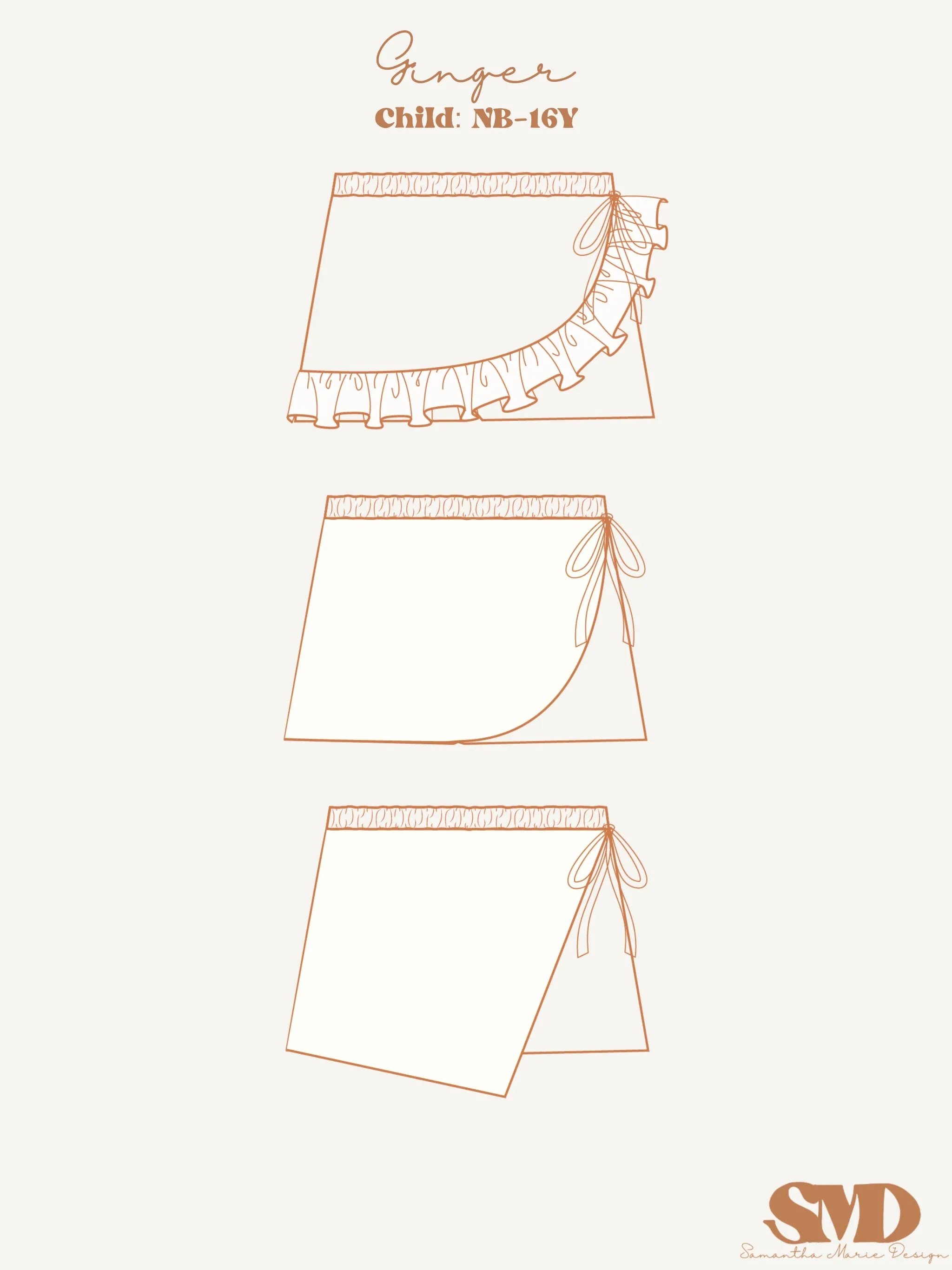 Youth Ginger Skort Digital Sewing Pattern Sizes NB-16Y